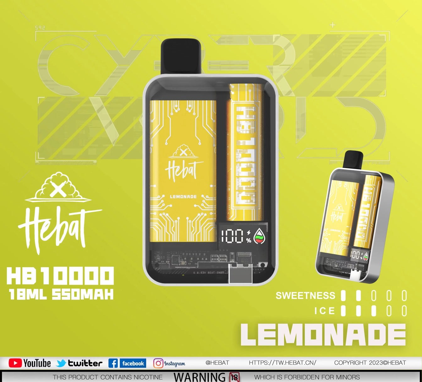 HEBAT 喜貝 10000口拋棄式電子煙|超長續航一次性電子菸|多款冰感水果口味選擇-VAKA糖果雲煙館
