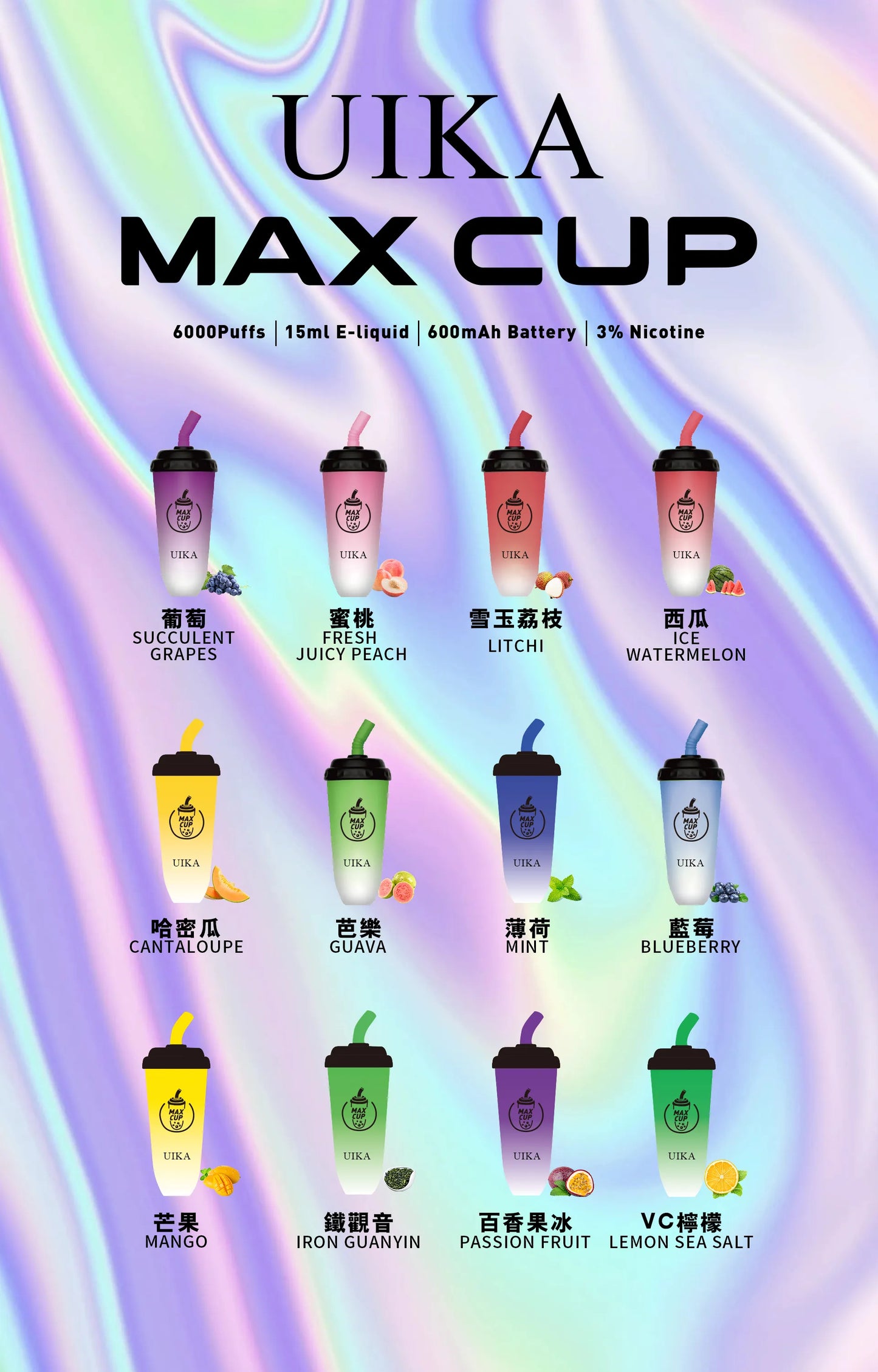 【UIKA MAX CUP 奶茶杯】 拋棄式電子煙 可充電一次性6000口大容量電子菸-VAKA糖果雲煙館