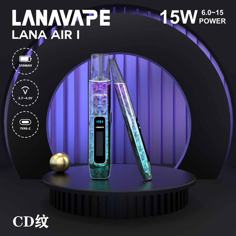 【LANA AIR 1 一代主機】智能超大液晶屏幕＋精準功率控制 6W-15W可調 高續航煙桿，適用於 IAIL、魅嗨、SP2S 等一代霧化彈-台灣現貨