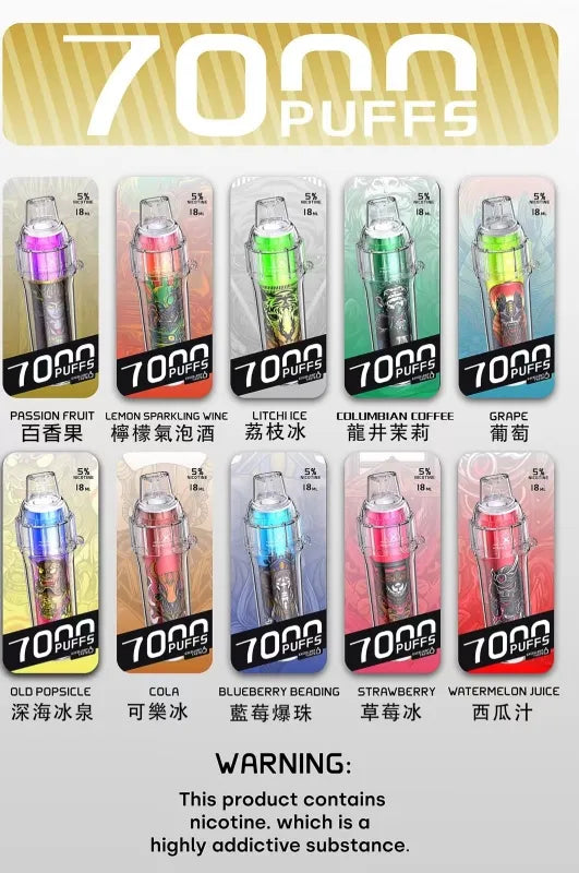 喜貝 HEBAT 7000 Puffs 拋棄式電子煙｜大容量一次性主機｜14ML煙油容量｜Type-C快充長續航電子煙-VAKA糖果雲煙館