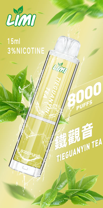 LIMI 8000口 PUFFS 發光拋棄式電子煙｜LED炫彩燈效｜長續航一次性電子菸｜多款水果冰感口味-VAKA糖果雲煙館