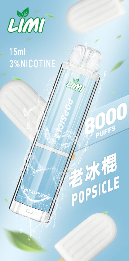LIMI 8000口 PUFFS 發光拋棄式電子煙｜LED炫彩燈效｜長續航一次性電子菸｜多款水果冰感口味-VAKA糖果雲煙館
