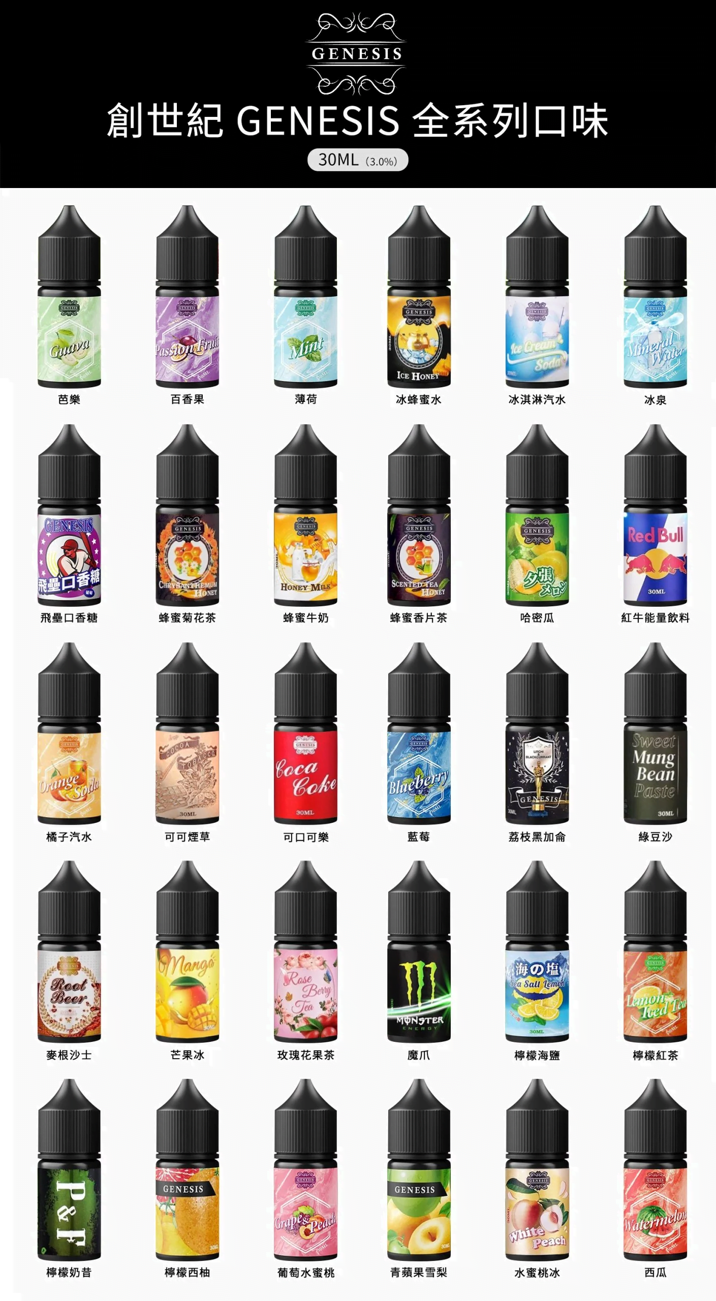 GENESIS 創世紀煙油 30ML｜美國進口小煙油系列｜水果冰感飲品風味電子煙油推薦-VAKA糖果雲煙館