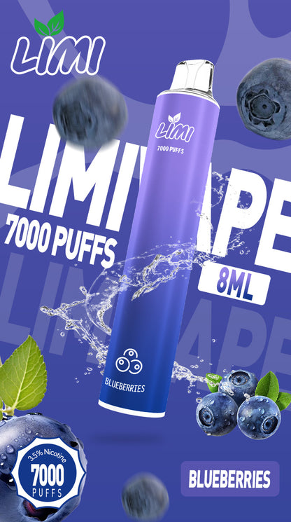 LIMI 7000口拋棄式電子煙｜大容量一次性VAPE｜長效續航水果冰感口味電子煙-VAKA糖果雲煙館