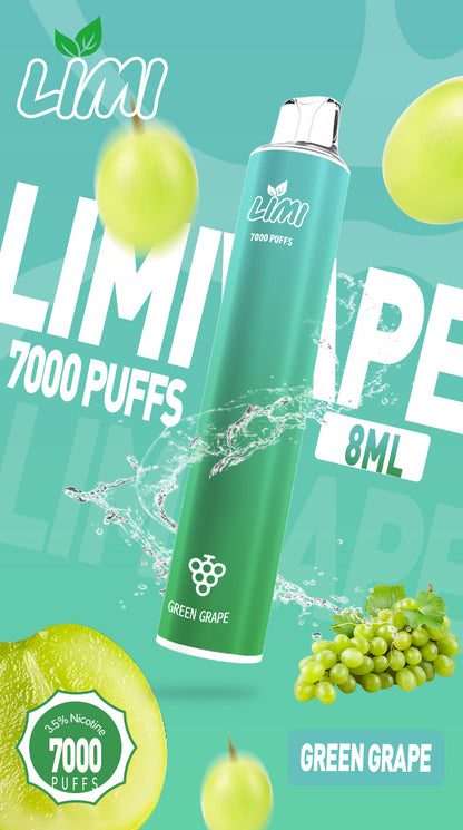 LIMI 7000口拋棄式電子煙｜大容量一次性VAPE｜長效續航水果冰感口味電子煙-VAKA糖果雲煙館