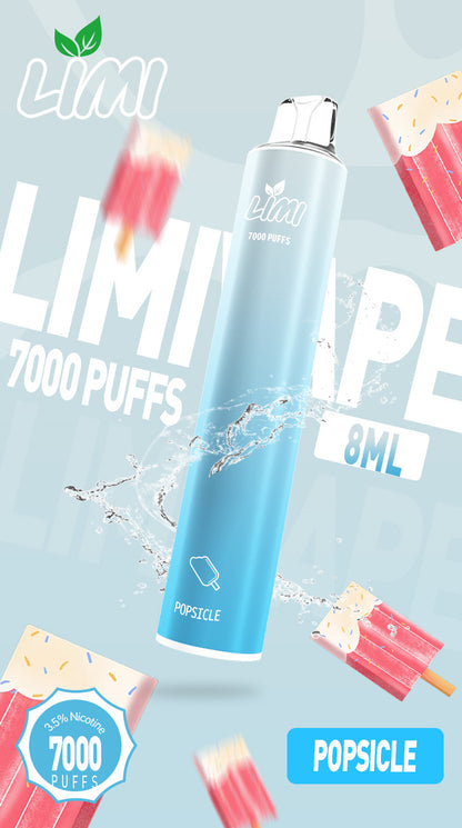 LIMI 7000口拋棄式電子煙｜大容量一次性VAPE｜長效續航水果冰感口味電子煙-VAKA糖果雲煙館