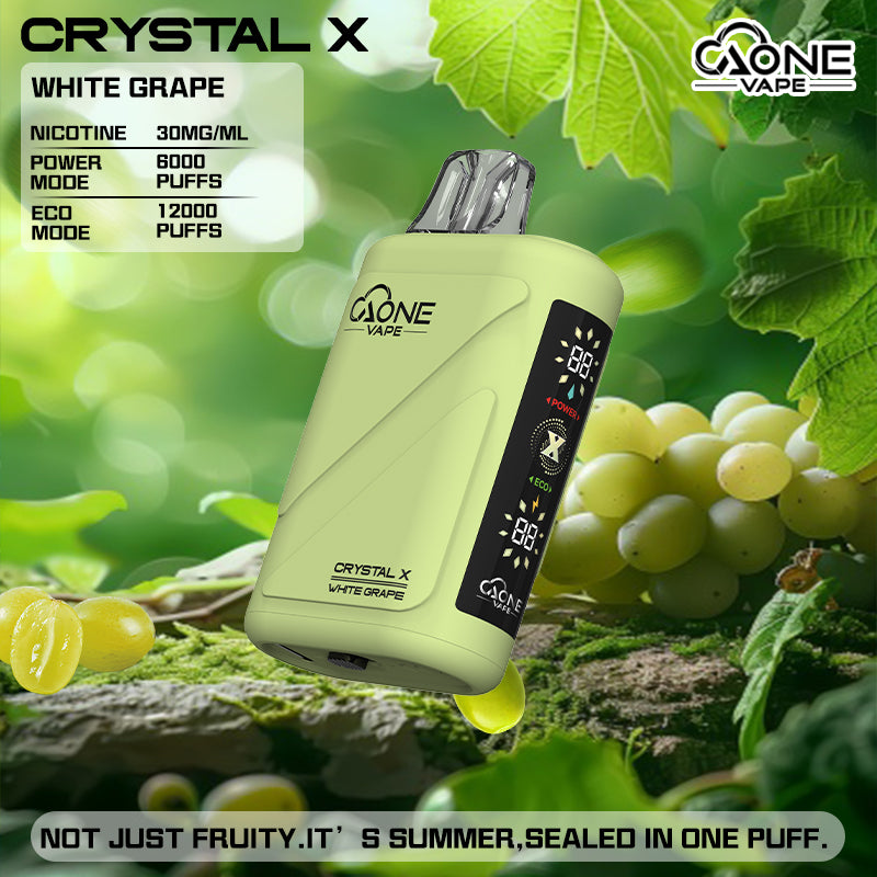AONE Crystal X 水晶2代 12000口一次性電子煙 | 雙芯霧化透明水晶外殼大容量拋棄式Vape-糖果雲煙館