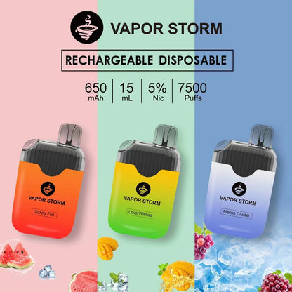 風暴 STORM 7500口拋棄式電子煙｜長效續航設計｜高容量一次性電子煙｜多款冰感水果口味-VAKA糖果雲煙館