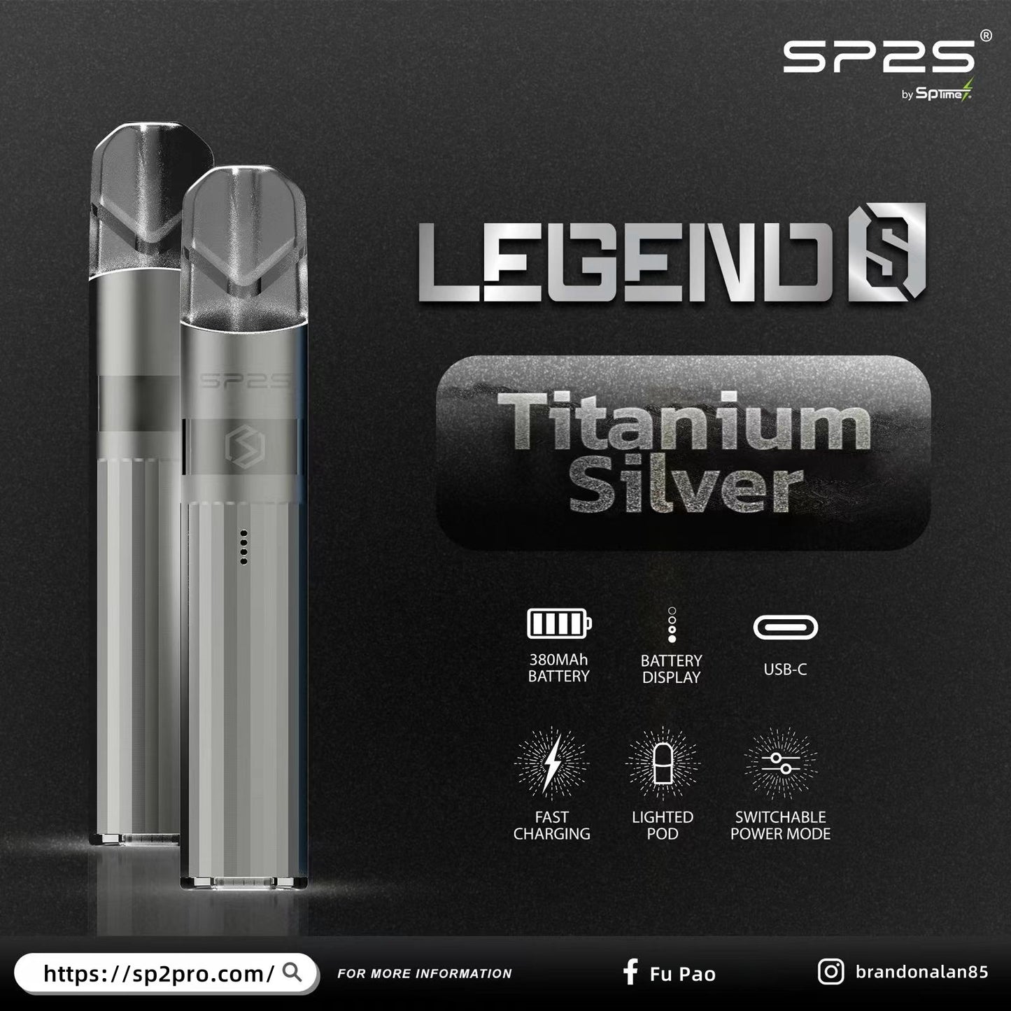 SP2S Legend S 傳奇版主機｜雙功率調節｜Type-C 快充｜SP2 一代煙彈通用-台灣現貨