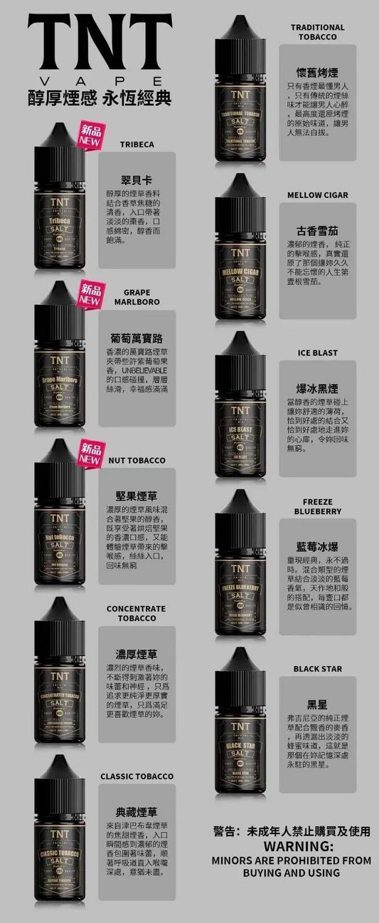 TNT煙油 30ML｜TNT尼古丁鹽電子煙油｜水果冰感多口味小煙油推薦-VAKA糖果雲煙館
