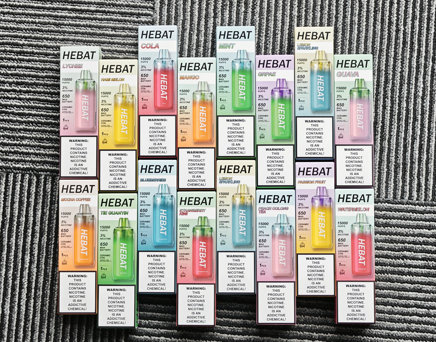 HEBAT 喜貝15000口拋棄式電子煙｜高續航一次性Vape｜水果冰感口味電子煙-VAKA糖果雲煙館