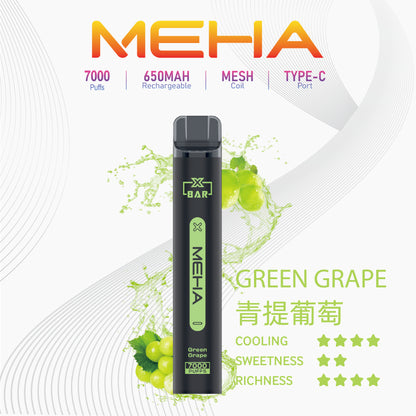 MEHA X BAR 魅嗨小黑條7000口一次性電子煙｜輕巧機身・長效續航・濃郁口感體驗-VAKA糖果雲煙館