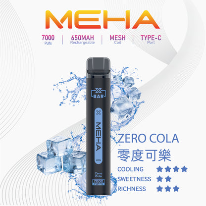 MEHA X BAR 魅嗨小黑條7000口一次性電子煙｜輕巧機身・長效續航・濃郁口感體驗-VAKA糖果雲煙館