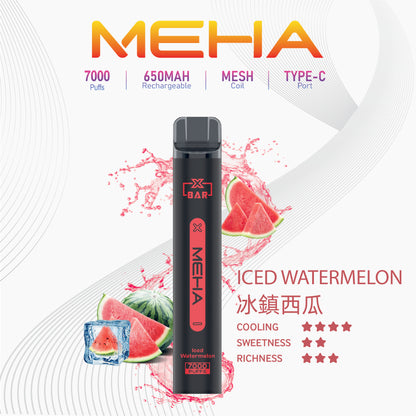 MEHA X BAR 魅嗨小黑條7000口一次性電子煙｜輕巧機身・長效續航・濃郁口感體驗-VAKA糖果雲煙館