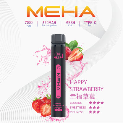 MEHA X BAR 魅嗨小黑條7000口一次性電子煙｜輕巧機身・長效續航・濃郁口感體驗-VAKA糖果雲煙館
