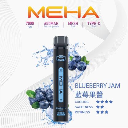 MEHA X BAR 魅嗨小黑條7000口一次性電子煙｜輕巧機身・長效續航・濃郁口感體驗-VAKA糖果雲煙館