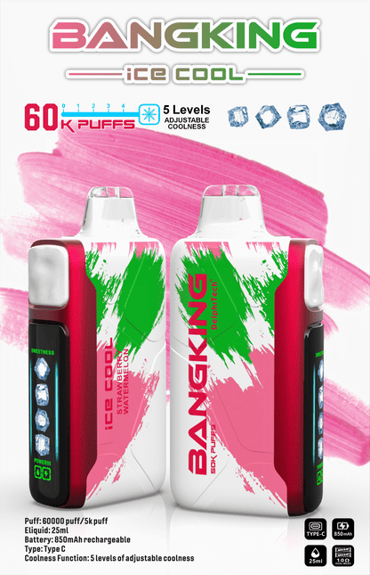 Bang King Ice Cool 60000口一次性電子煙｜超大容量冰感拋棄式Vape 長效續航多口味電子煙-VAKA糖果雲煙館