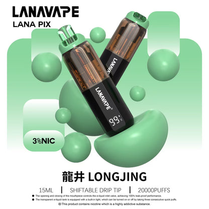 LANA PIX 閃光彈 20000口拋棄式電子煙｜15ML大容量煙油｜Mesh網狀霧化芯｜LED燈效｜Type-C充電一次性電子煙-VAKA糖果雲煙館