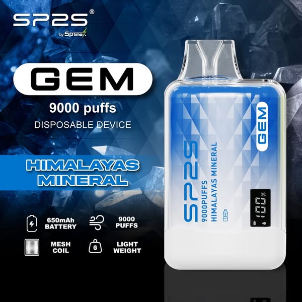 SP2S 思博瑞 9000 Puffs 拋棄式電子煙｜大容量續航 Mesh Coil 網狀霧化芯｜Type-C快充智能顯示一次性主機-VAKA糖果雲煙館