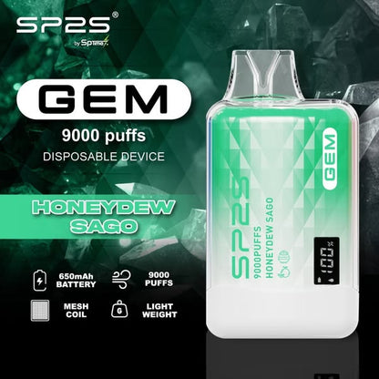 SP2S 思博瑞 9000 Puffs 拋棄式電子煙｜大容量續航 Mesh Coil 網狀霧化芯｜Type-C快充智能顯示一次性主機-VAKA糖果雲煙館