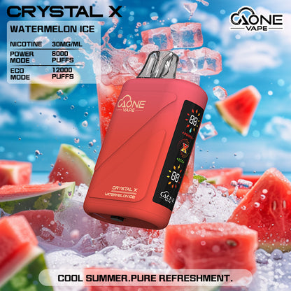 AONE Crystal X 水晶2代 12000口一次性電子煙 | 雙芯霧化透明水晶外殼大容量拋棄式Vape-糖果雲煙館