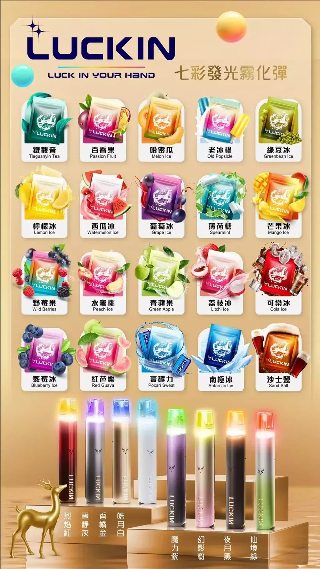 LUCKIN幸運煙彈｜一代通用替換式霧化彈｜多口味電子煙煙彈 3顆裝｜適用LUCKIN幸運主機-台灣現貨