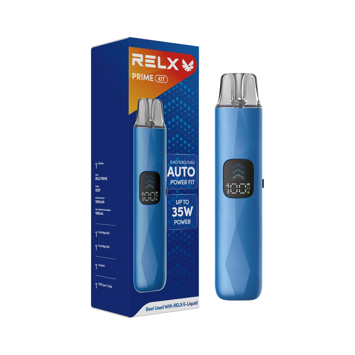 RELX PRIME KIT 悅刻注油式主機｜35W智能調節｜1000mAh大容量電池｜LED螢幕顯示｜可調氣流電子煙設備-台灣現貨