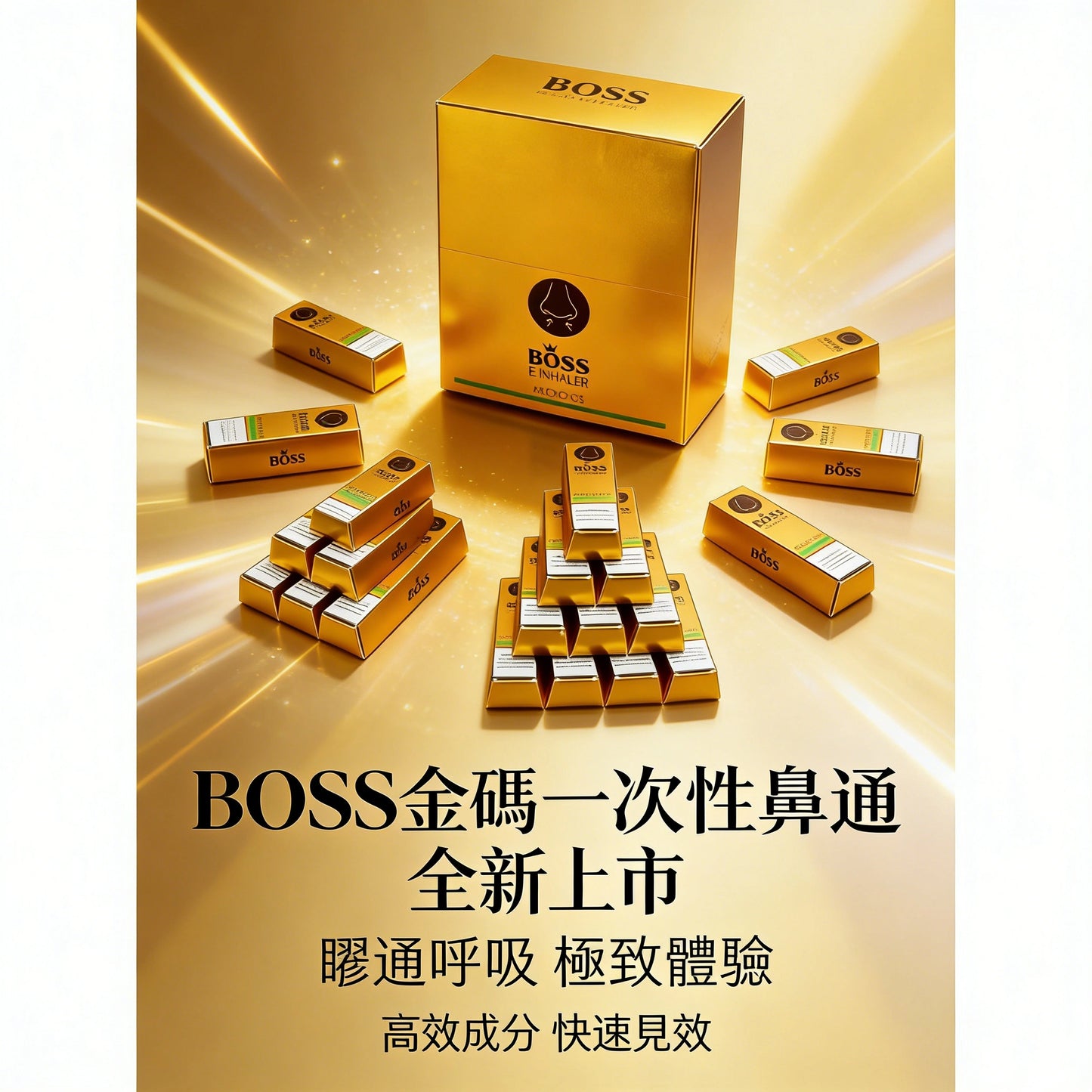 泰國 BOSS 金磚一次性鼻通｜BOSS Gold Brick 鼻吸棒｜清涼薄荷香氣隨身鼻通｜便攜式鼻吸器-VAKA糖果雲煙館