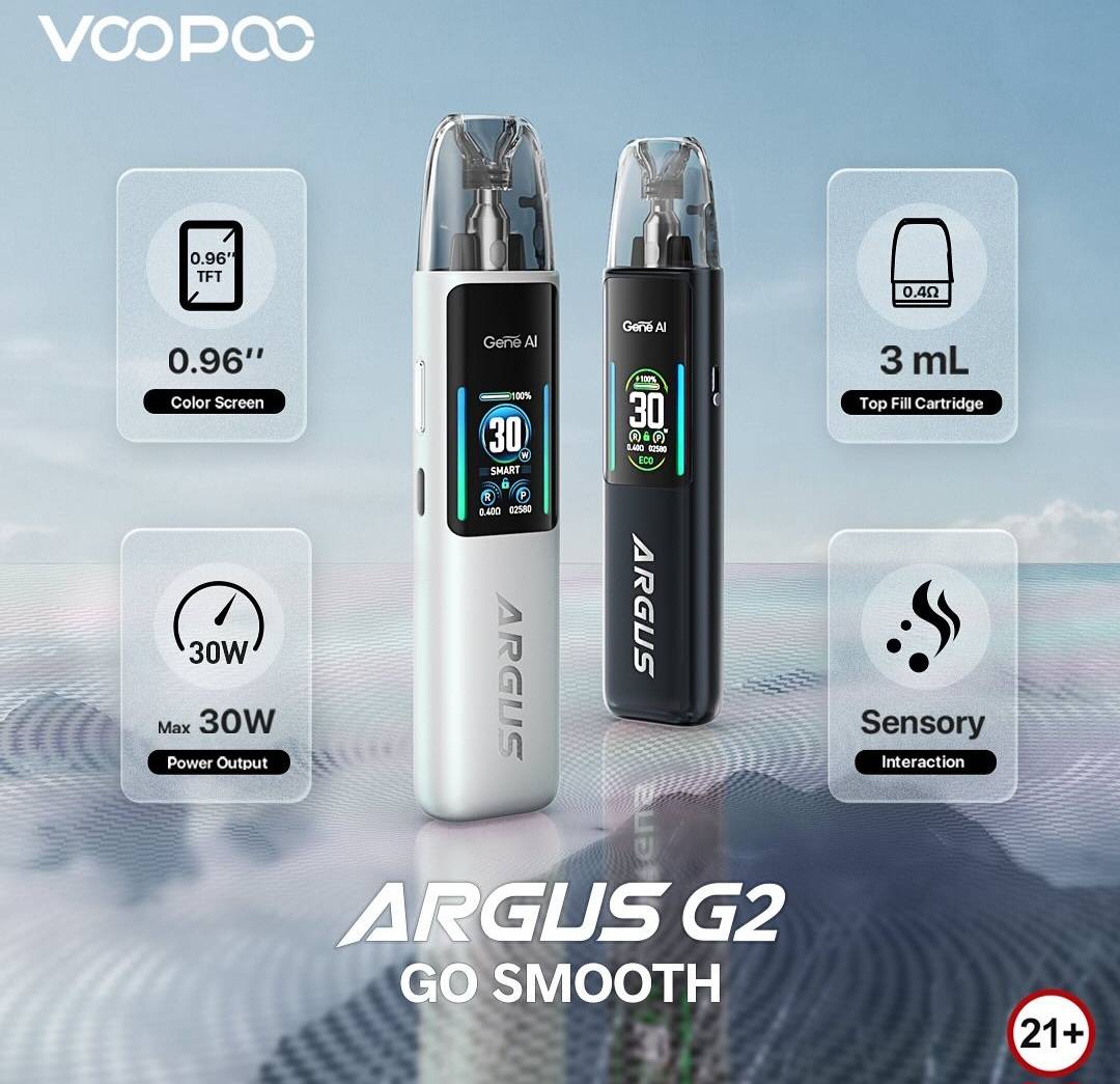 VOOPOO ARGUS G2 智慧調節注油主機 30W｜GENE.AI 晶片｜1000mAh 長效電池｜可調氣流 Pod 系統-台灣現貨