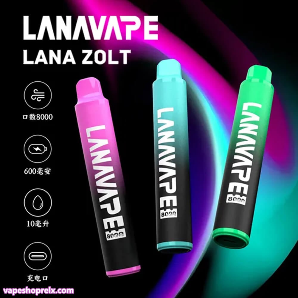 LANA VAPE 8000口拋棄式電子煙｜LANA ZOLT長效一次性電子煙｜大容量水果冰感口味｜Type-C充電設計-VAKA糖果雲煙館