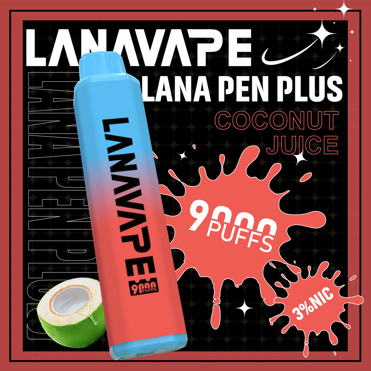 LANA 9000口拋棄式電子煙｜15ML大容量煙油｜長效續航水果口味一次性電子煙-VAKA糖果雲煙館