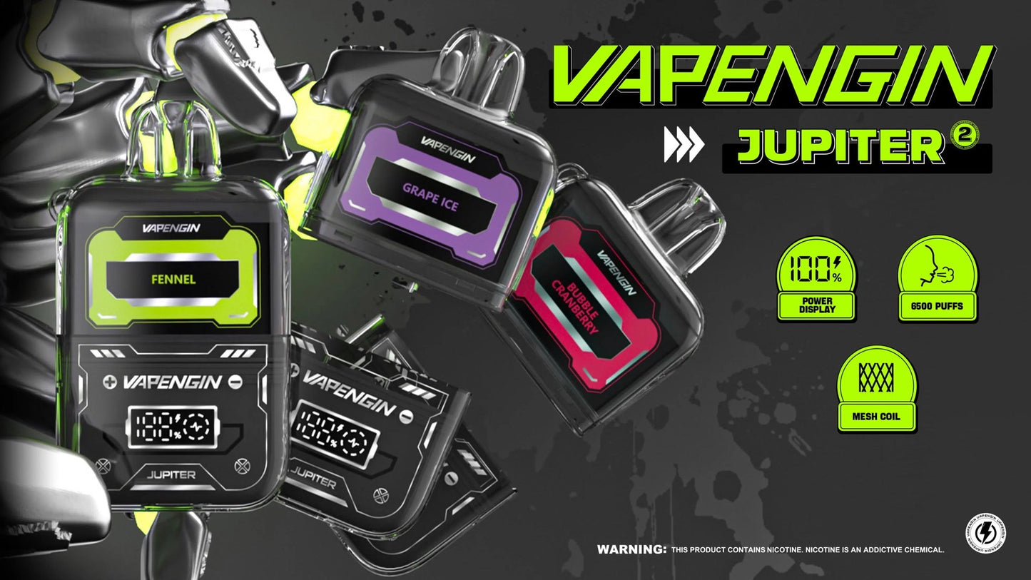 VAPENGIN 木星 JUPITER 6500口拋棄式電子煙｜長效續航設計｜潮流便攜外型｜多款特色風味選擇-VAKA糖果雲煙館