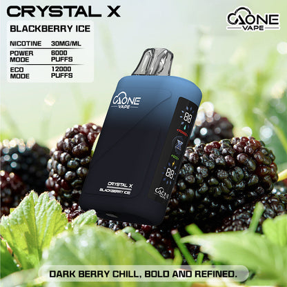 AONE Crystal X 水晶2代 12000口一次性電子煙 | 雙芯霧化透明水晶外殼大容量拋棄式Vape-糖果雲煙館