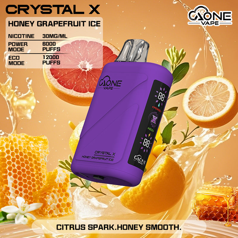 AONE Crystal X 水晶2代 12000口一次性電子煙 | 雙芯霧化透明水晶外殼大容量拋棄式Vape-糖果雲煙館