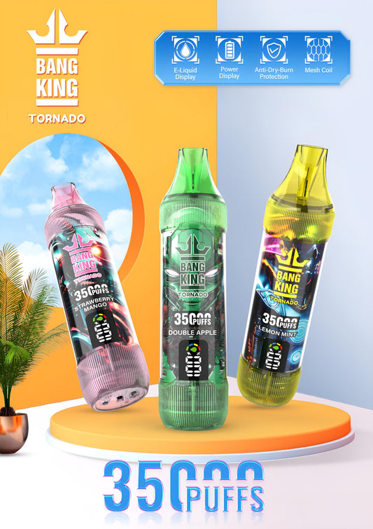Bang King 35000口拋棄式電子煙｜35K高續航一次性Vape｜智慧螢幕顯示大容量電子煙-VAKA糖果雲煙館