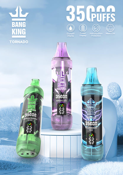 Bang King 35000口拋棄式電子煙｜35K高續航一次性Vape｜智慧螢幕顯示大容量電子煙-VAKA糖果雲煙館