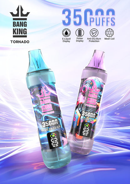 Bang King 35000口拋棄式電子煙｜35K高續航一次性Vape｜智慧螢幕顯示大容量電子煙-VAKA糖果雲煙館