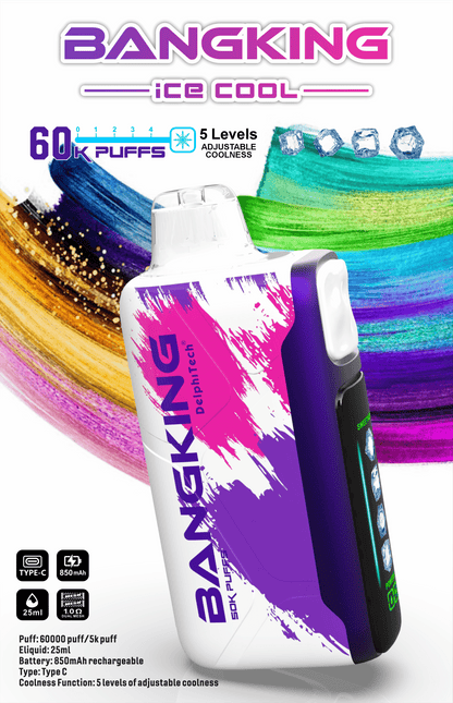 Bang King Ice Cool 60000口一次性電子煙｜超大容量冰感拋棄式Vape 長效續航多口味電子煙-VAKA糖果雲煙館