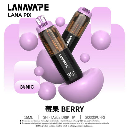 LANA PIX 閃光彈 20000口拋棄式電子煙｜15ML大容量煙油｜Mesh網狀霧化芯｜LED燈效｜Type-C充電一次性電子煙-VAKA糖果雲煙館