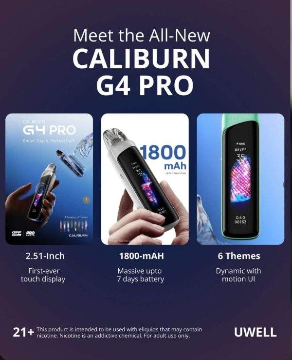 Uwell Caliburn G4 Pro 主機｜35W智慧電子煙主機｜彩色螢幕・Type-C快充｜台灣現貨