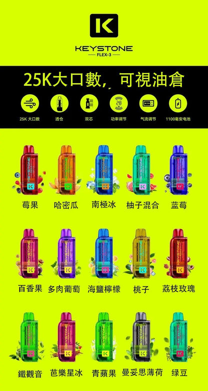 鑰石 25000口 換彈式電子煙｜可視油倉＋1100mAh超大電池｜買煙彈送主機-VAKA糖果雲煙館