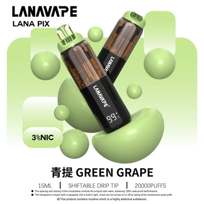 LANA PIX 閃光彈 20000口拋棄式電子煙｜15ML大容量煙油｜Mesh網狀霧化芯｜LED燈效｜Type-C充電一次性電子煙-VAKA糖果雲煙館