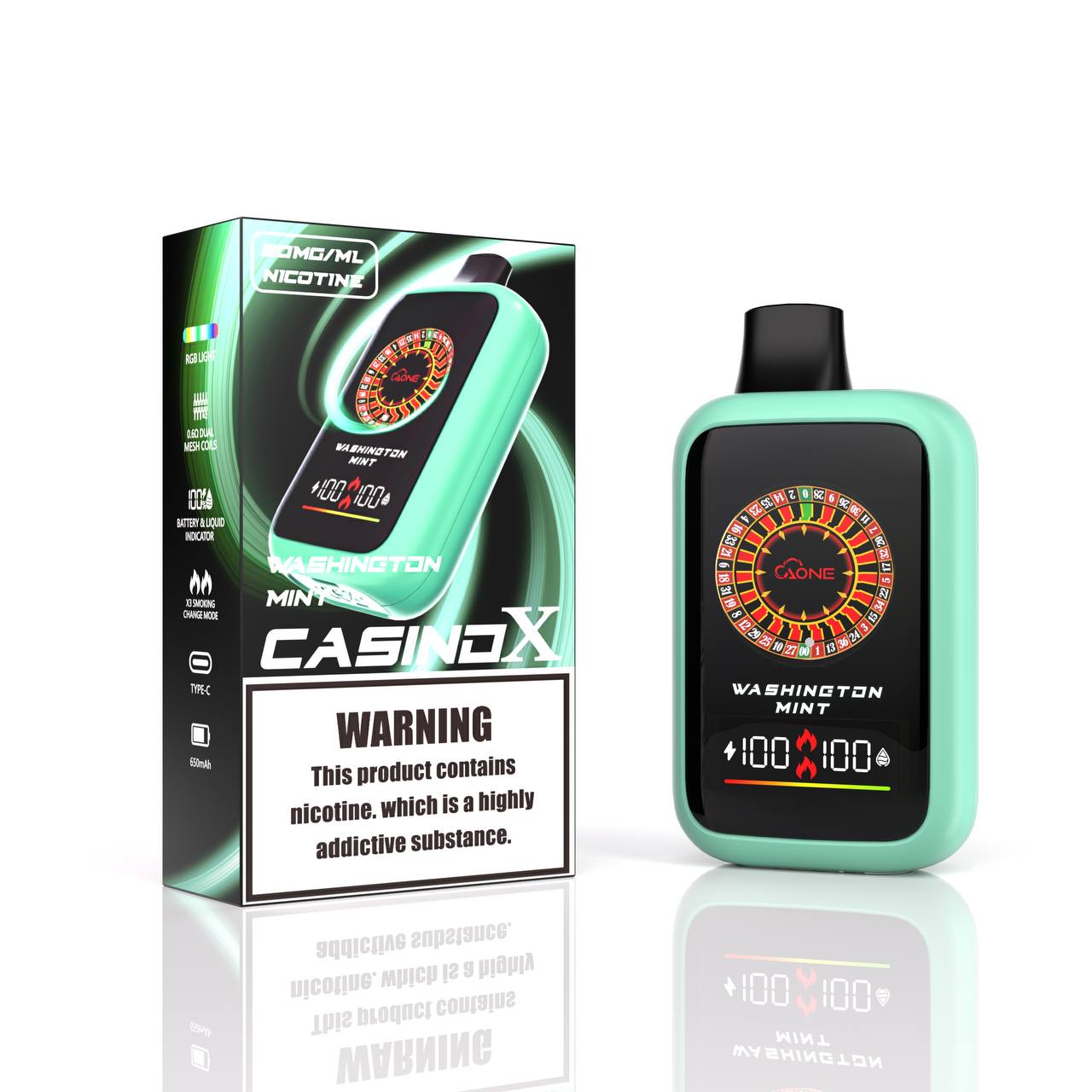 AONE VAPE CASINO X 16000口一次性電子煙｜賭場轉盤互動設計｜雙模式輸出｜RGB燈效智能顯示-VAKA糖果雲煙館